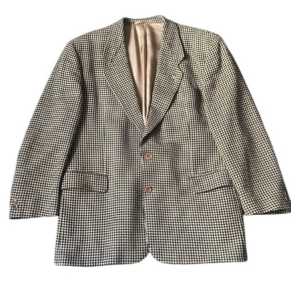 Hugo Boss Other - Hugo Boss Men's Sport Coat Houndstooth Pure Wool Lined Blazer 44R Made Germany